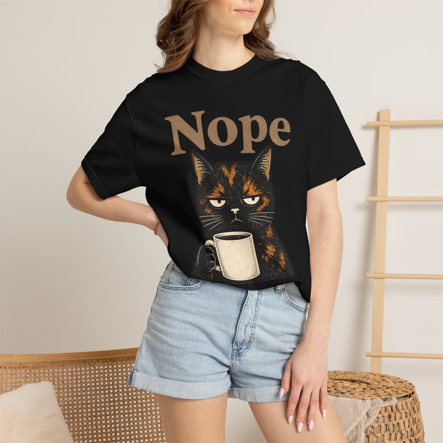 Nope Coffee Tortie Cat T-Shirt