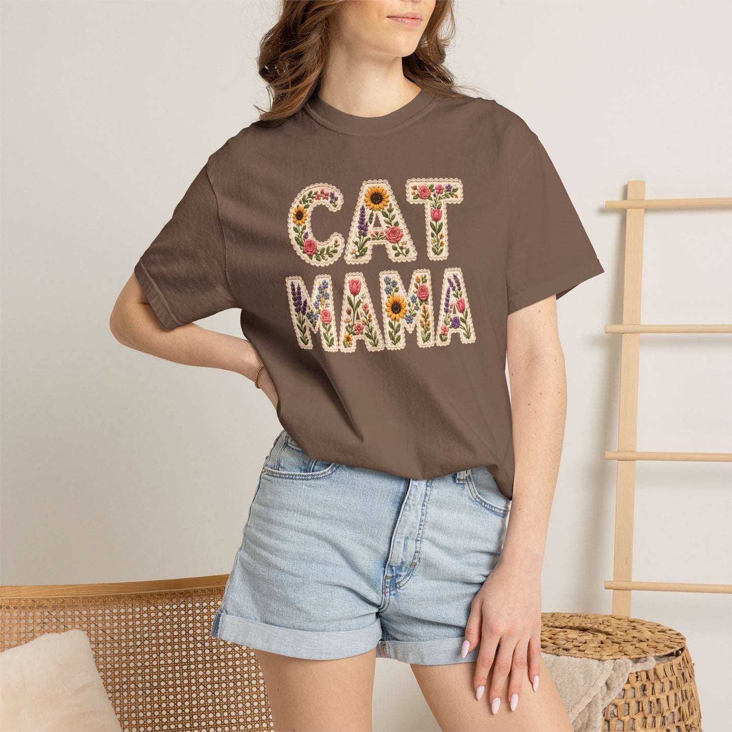 Floral Cat Mama Cat T-Shirt