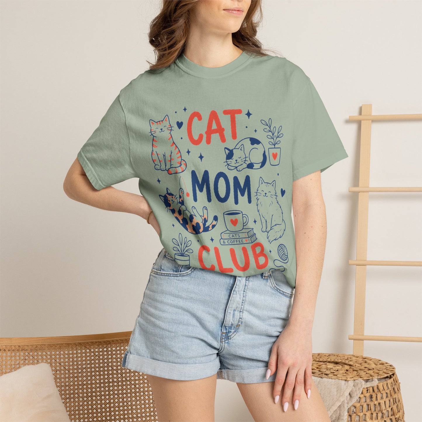 Orange & Tortie Cat Mom Club T-Shirt