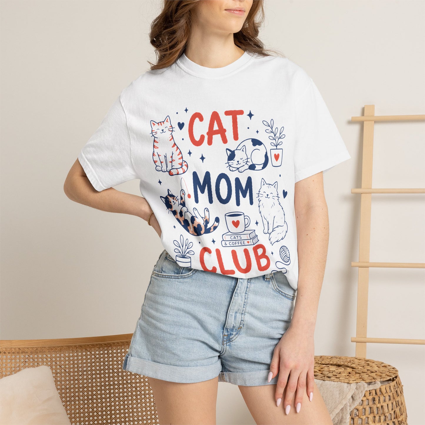 Orange & Tortie Cat Mom Club T-Shirt
