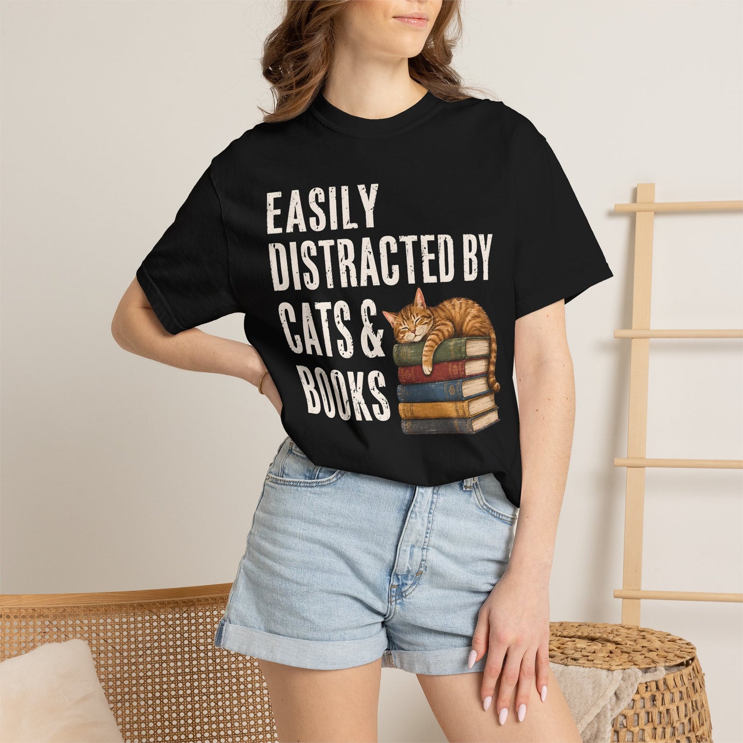 Distracted by Cats & Books T-Shirt