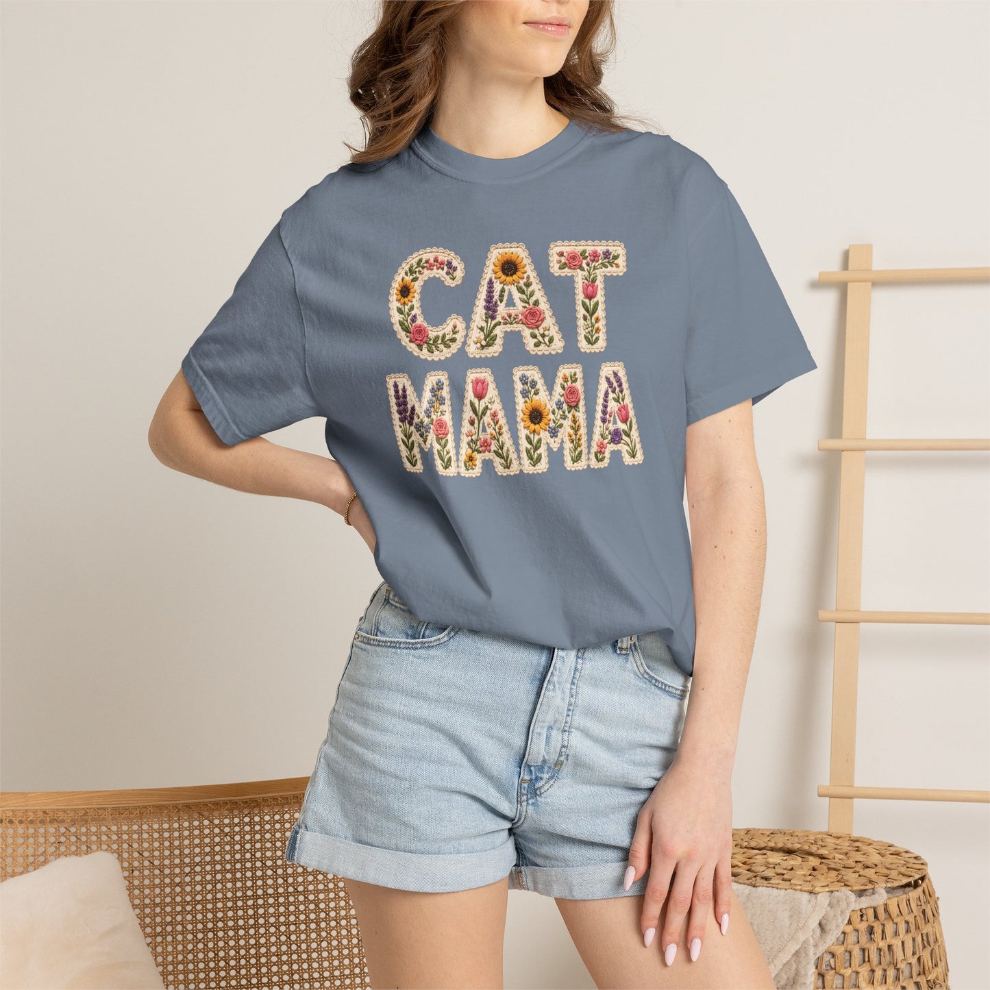 Floral Cat Mama Cat T-Shirt