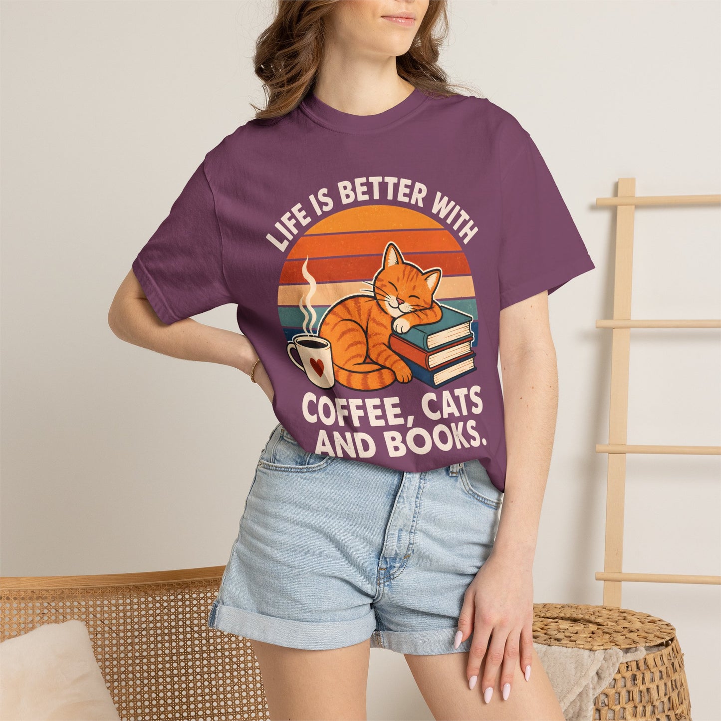 Coffee, Cats & Books T-Shirt