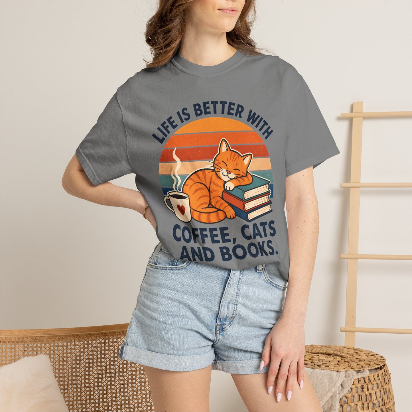 Coffee, Cats & Books T-Shirt