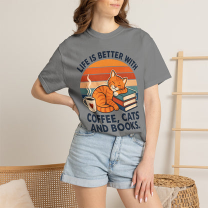 Coffee, Cats & Books T-Shirt