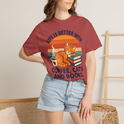 Coffee, Cats & Books T-Shirt