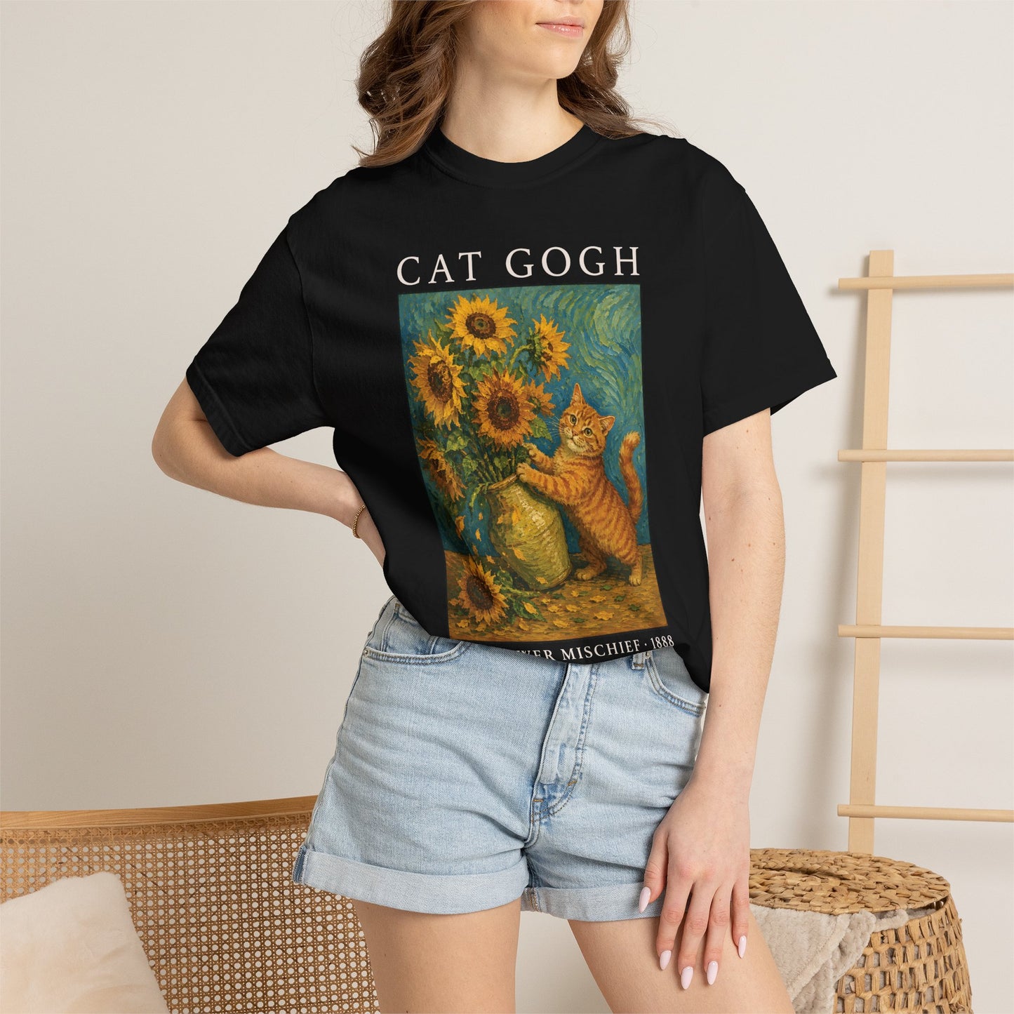 Sunflower Mischief Cat T-Shirt