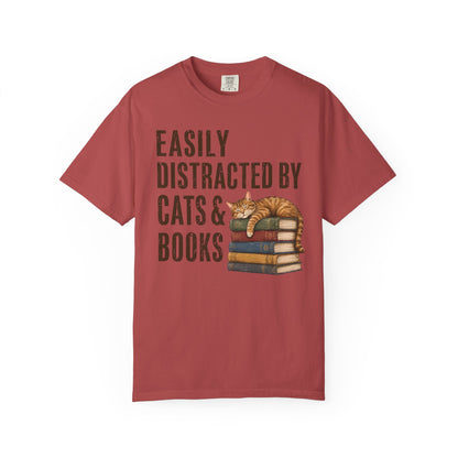 Distracted by Cats & Books T-Shirt