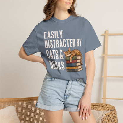 Distracted by Cats & Books T-Shirt