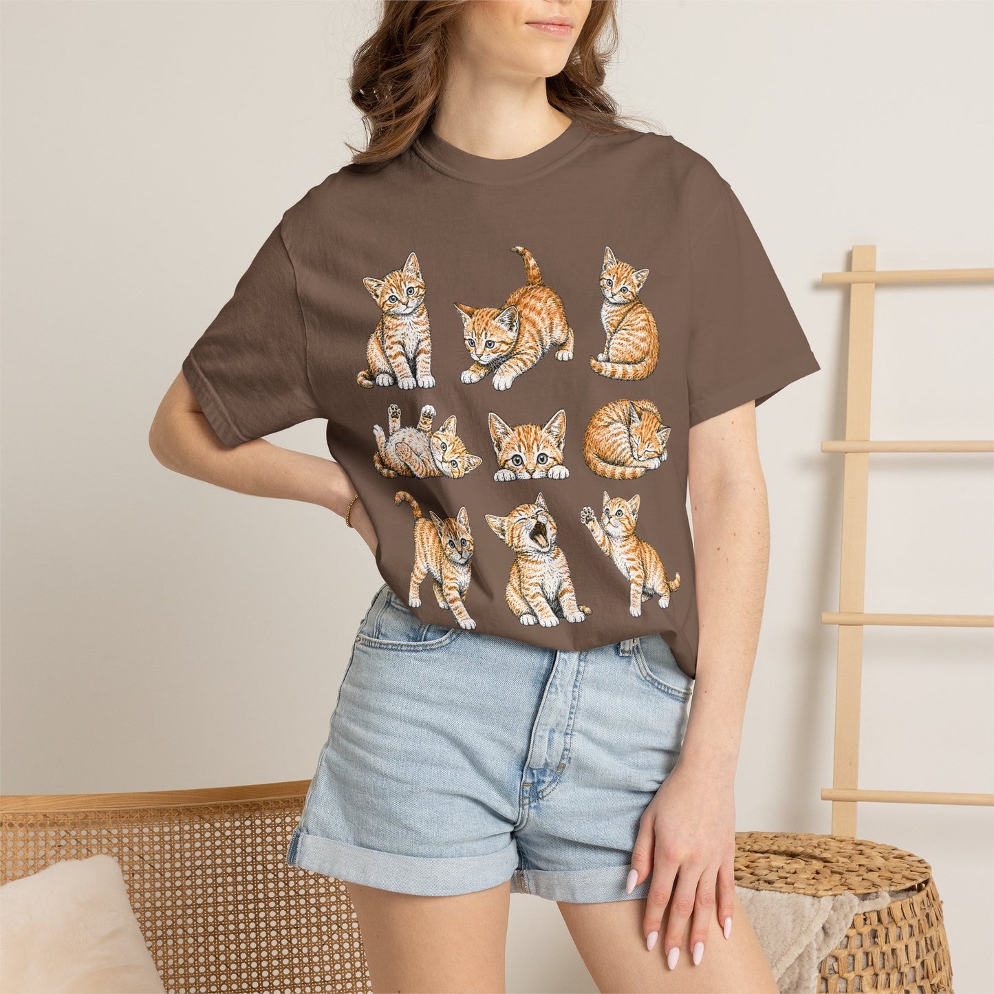 Funny Orange Cat Positions Cat T-Shirt