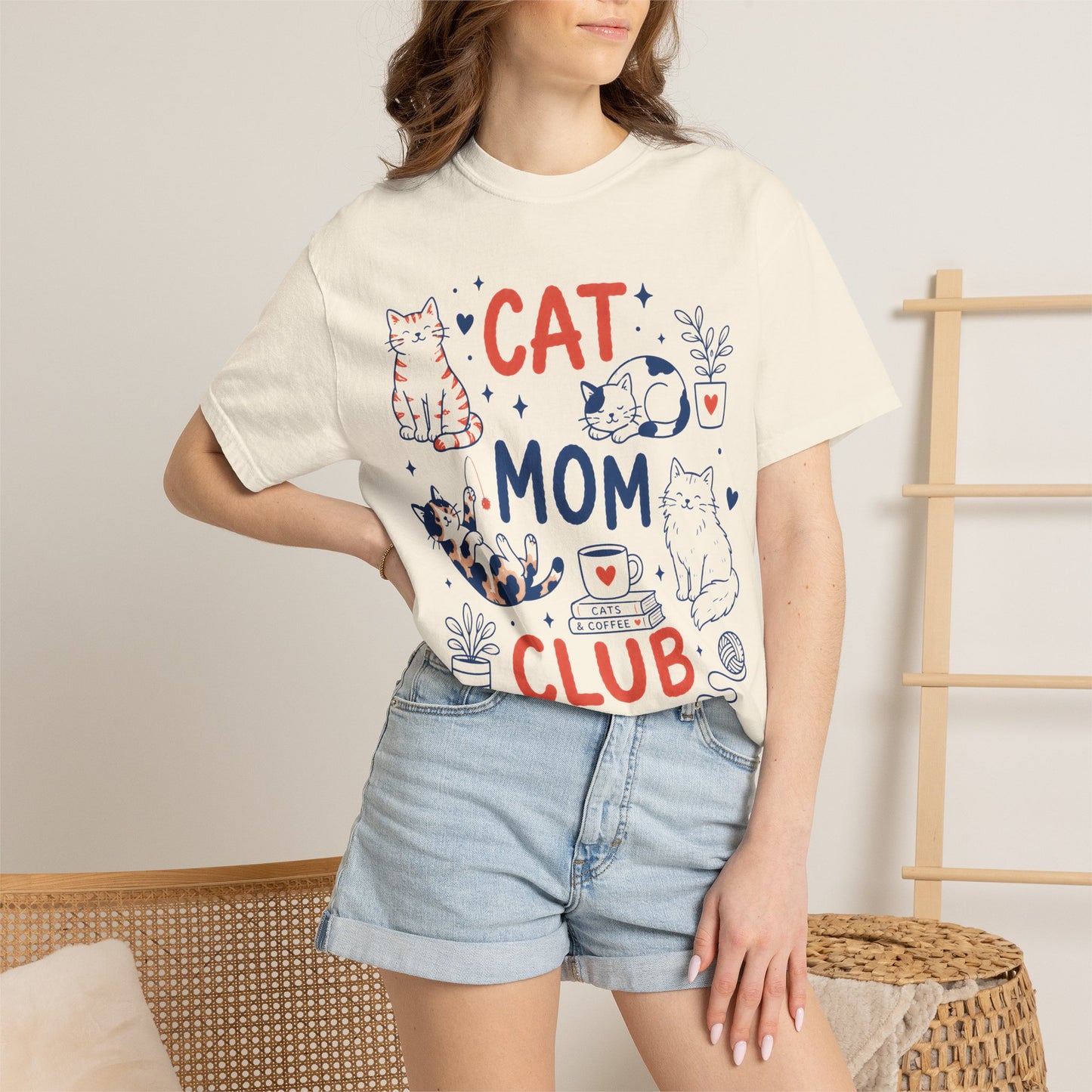 Orange & Tortie Cat Mom Club T-Shirt