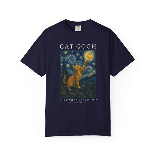 Starry Night Orange Cat T-Shirt
