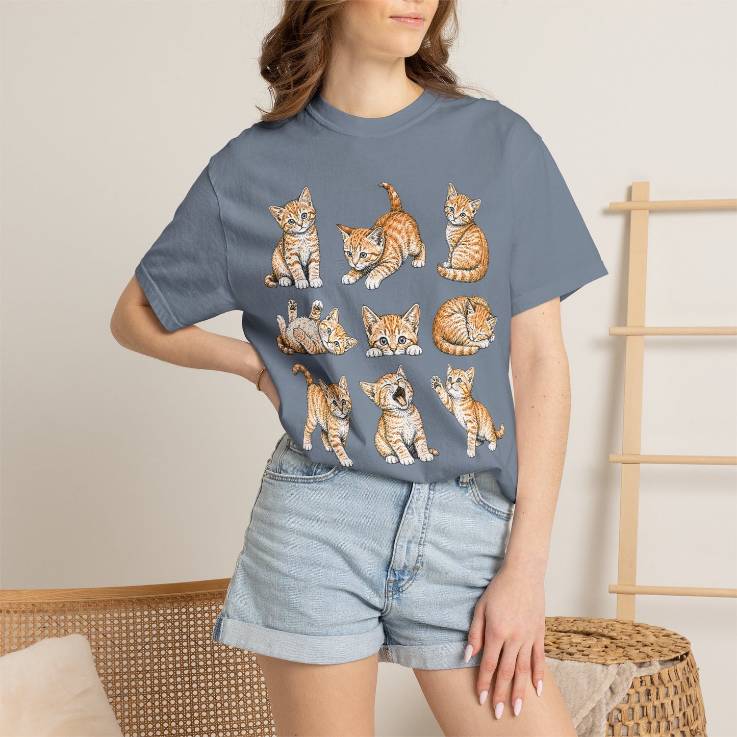 Funny Orange Cat Positions Cat T-Shirt