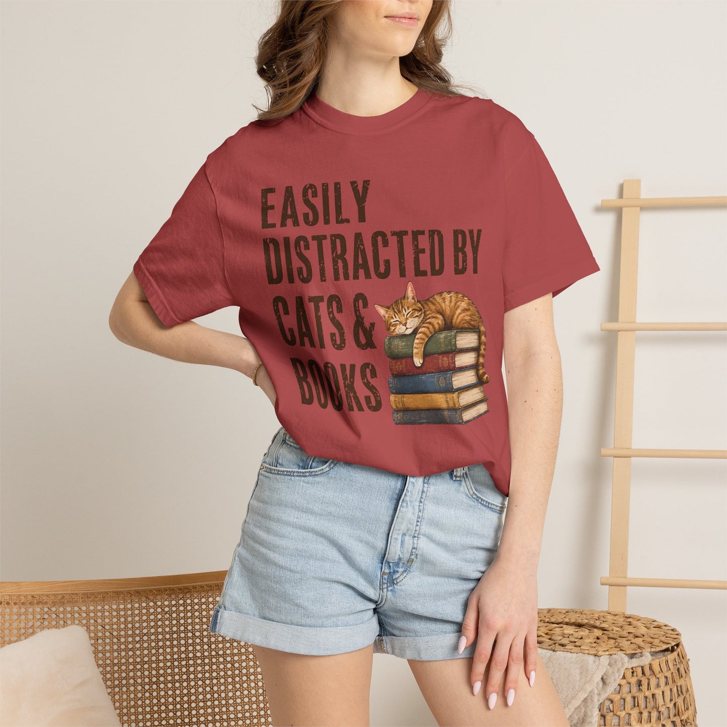 Distracted by Cats & Books T-Shirt