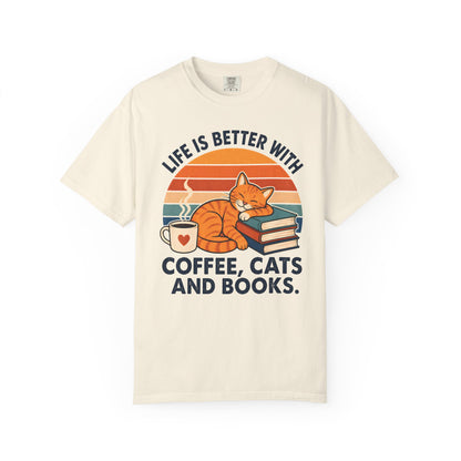 Coffee, Cats & Books T-Shirt