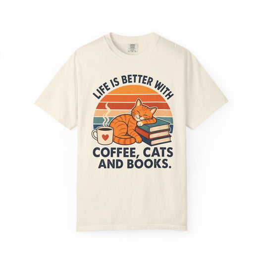 Coffee, Cats & Books T-Shirt