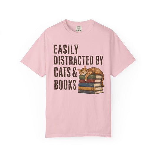 Distracted by Cats & Books T-Shirt