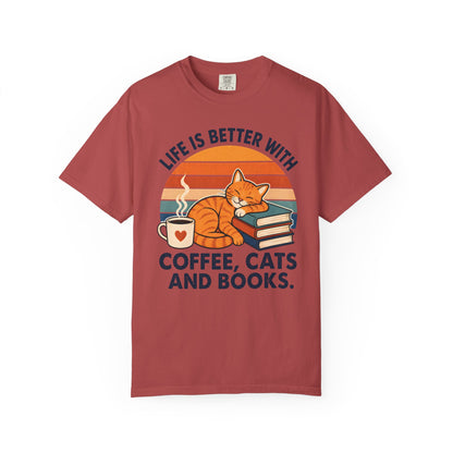 Coffee, Cats & Books T-Shirt