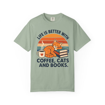 Coffee, Cats & Books T-Shirt