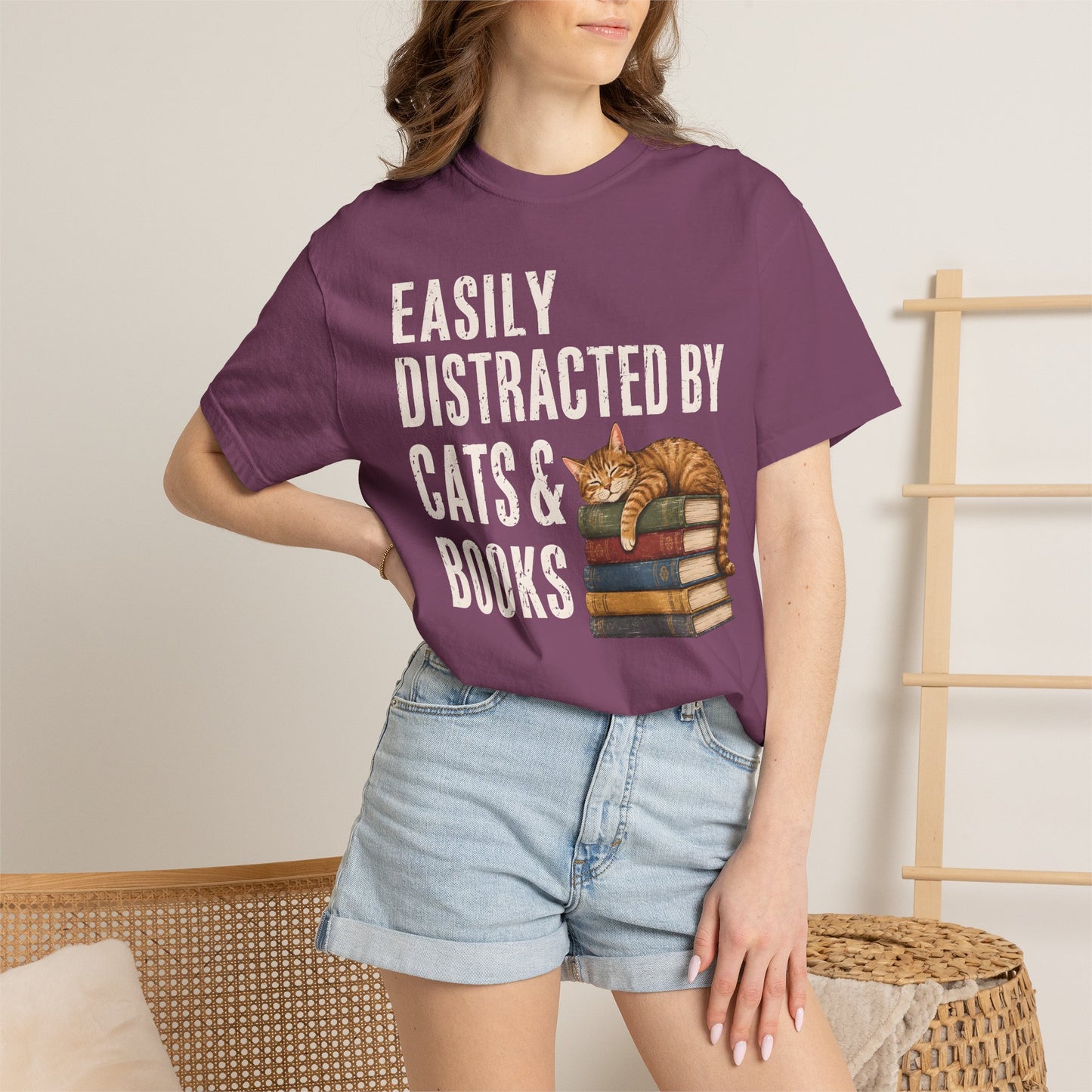 Distracted by Cats & Books T-Shirt