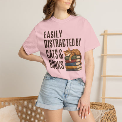 Distracted by Cats & Books T-Shirt
