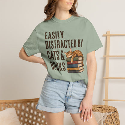 Distracted by Cats & Books T-Shirt