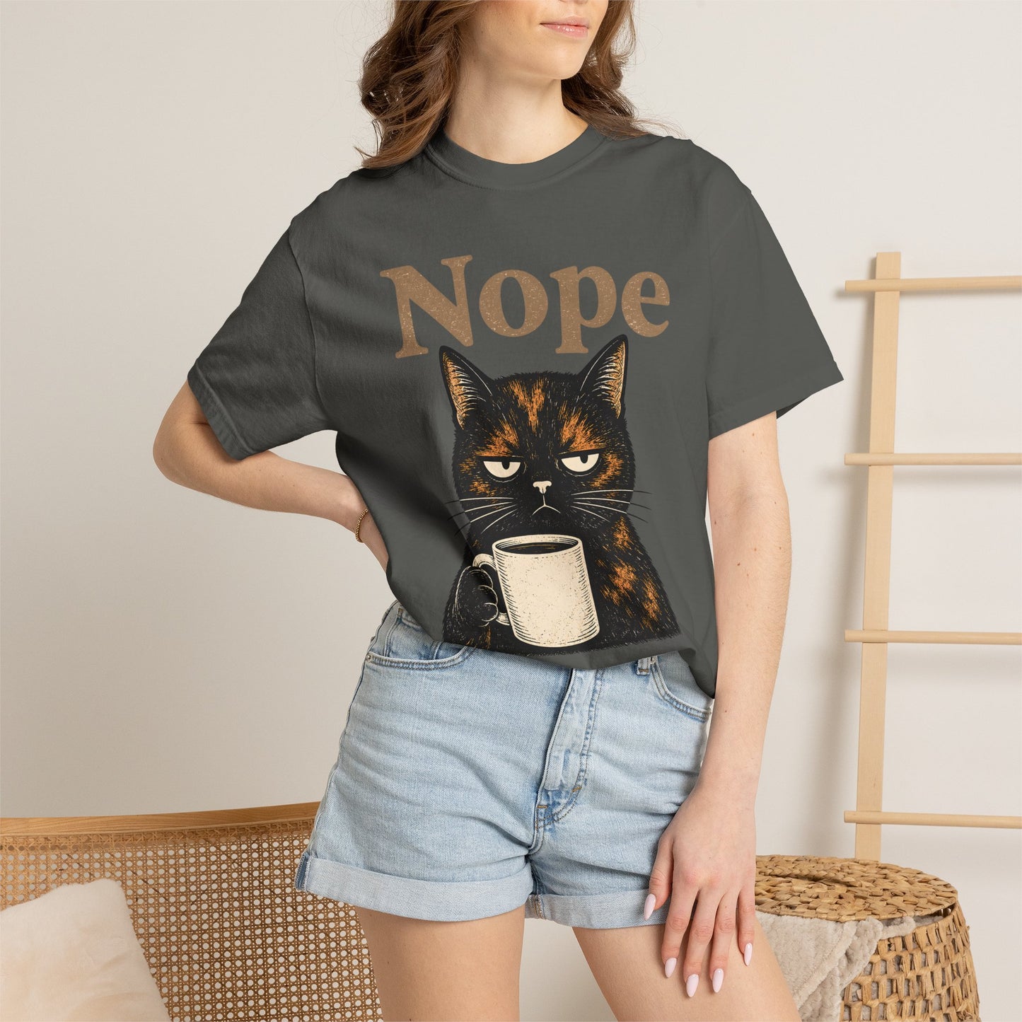 Nope Coffee Tortie Cat T-Shirt