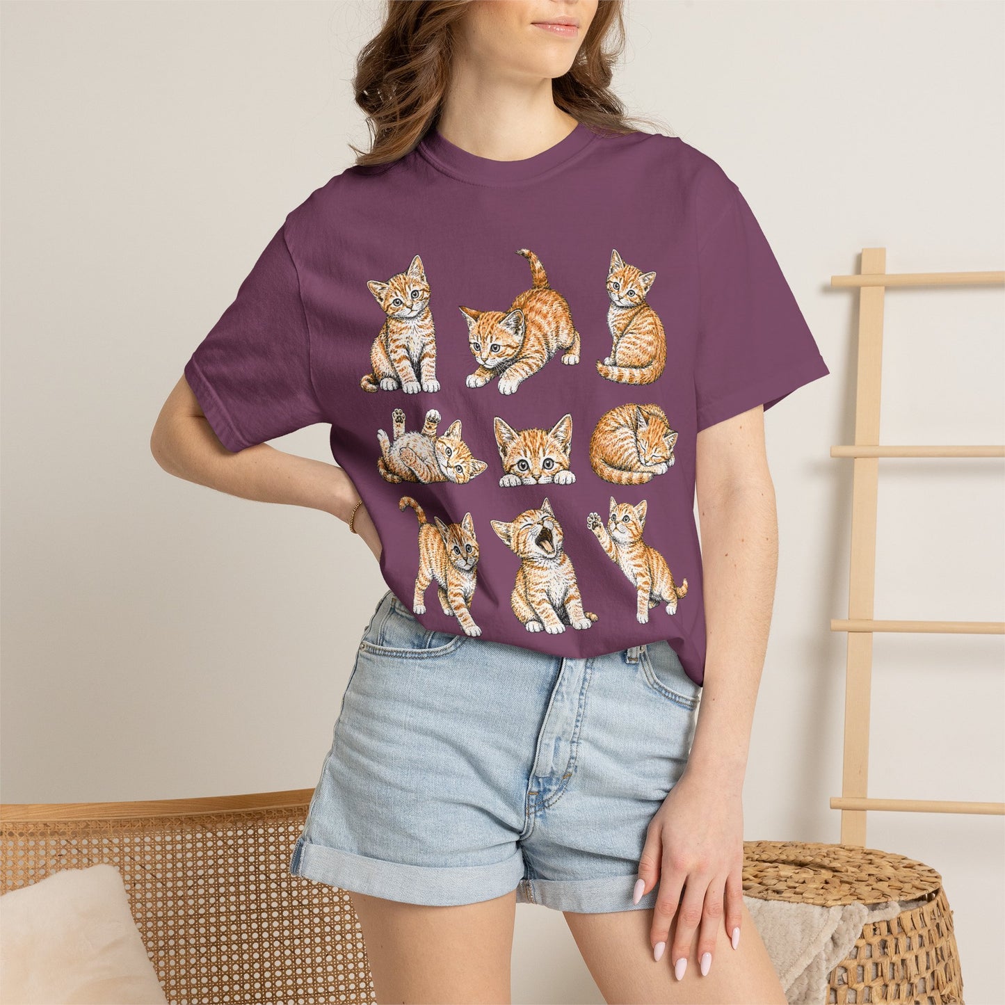 Funny Orange Cat Positions Cat T-Shirt