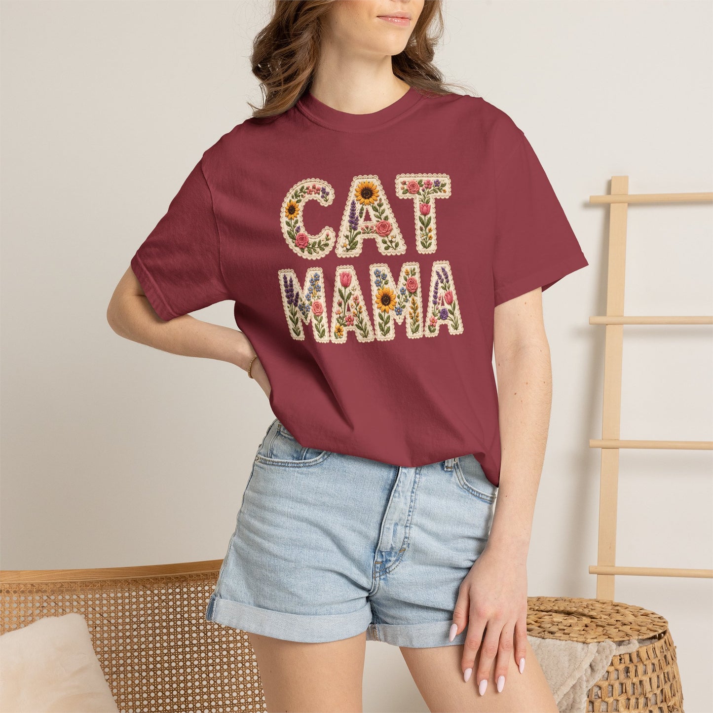 Floral Cat Mama Cat T-Shirt