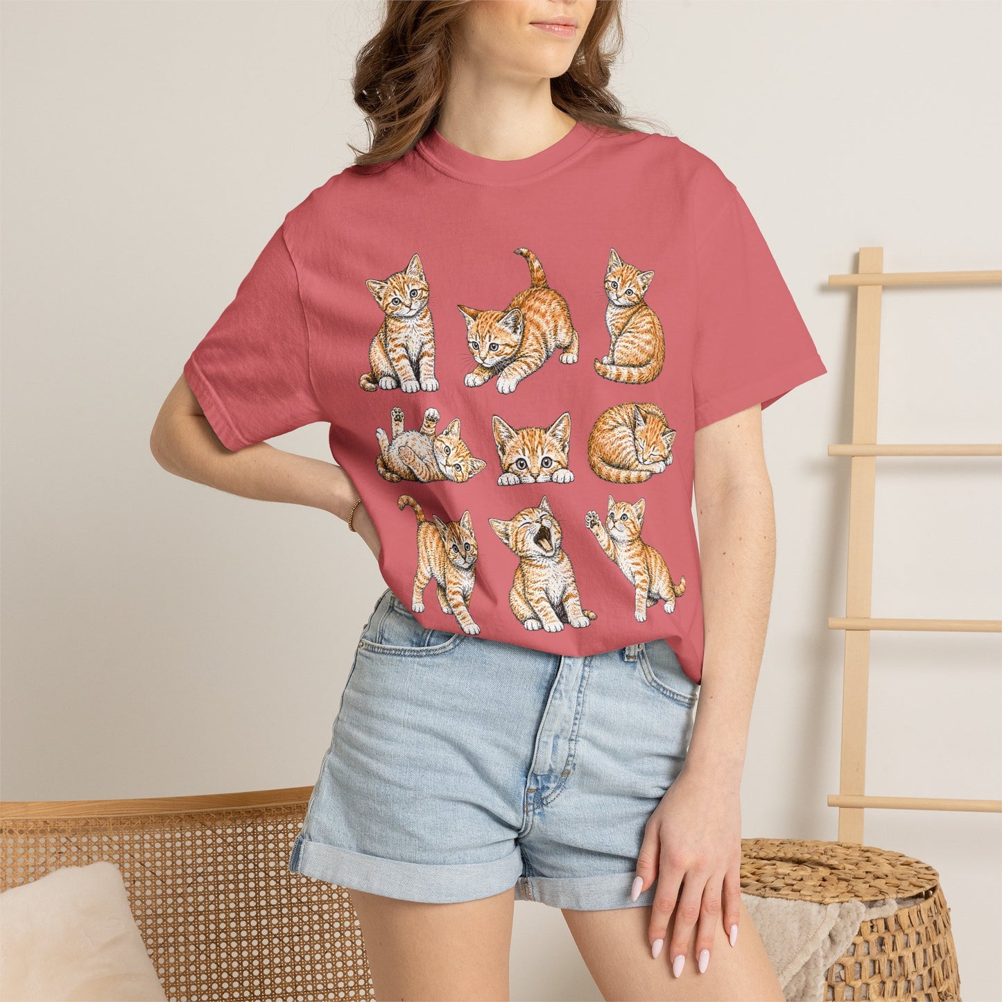 Funny Orange Cat Positions Cat T-Shirt