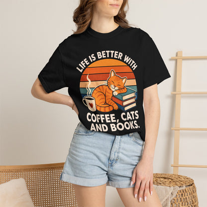 Coffee, Cats & Books T-Shirt