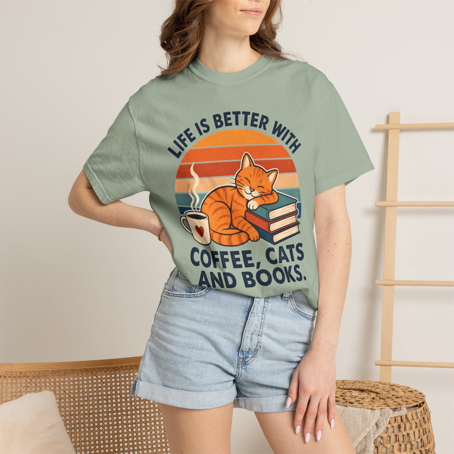 Coffee, Cats & Books T-Shirt