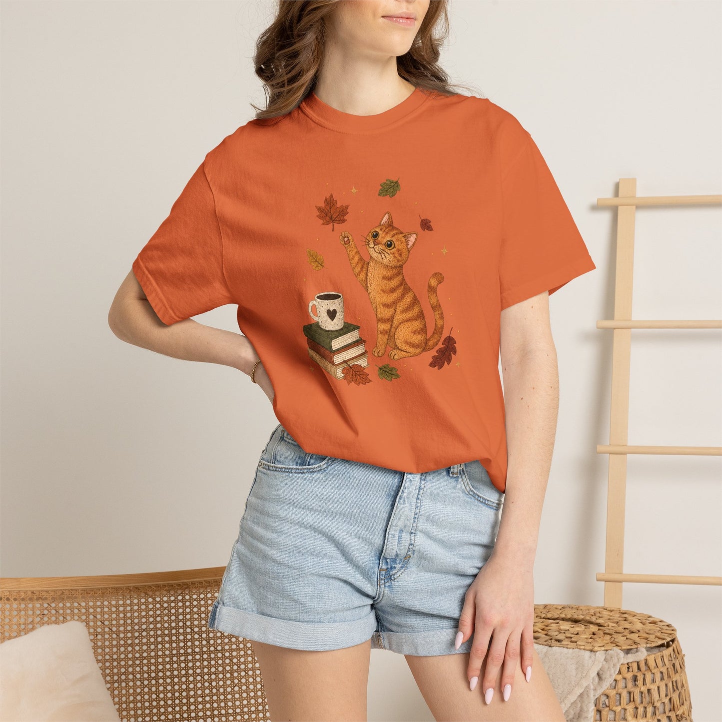 Cozy Fall Orange Cat T-Shirt