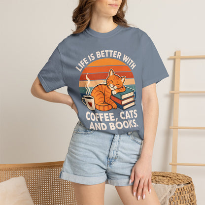 Coffee, Cats & Books T-Shirt