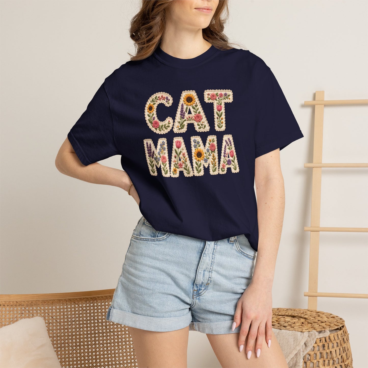 Floral Cat Mama Cat T-Shirt